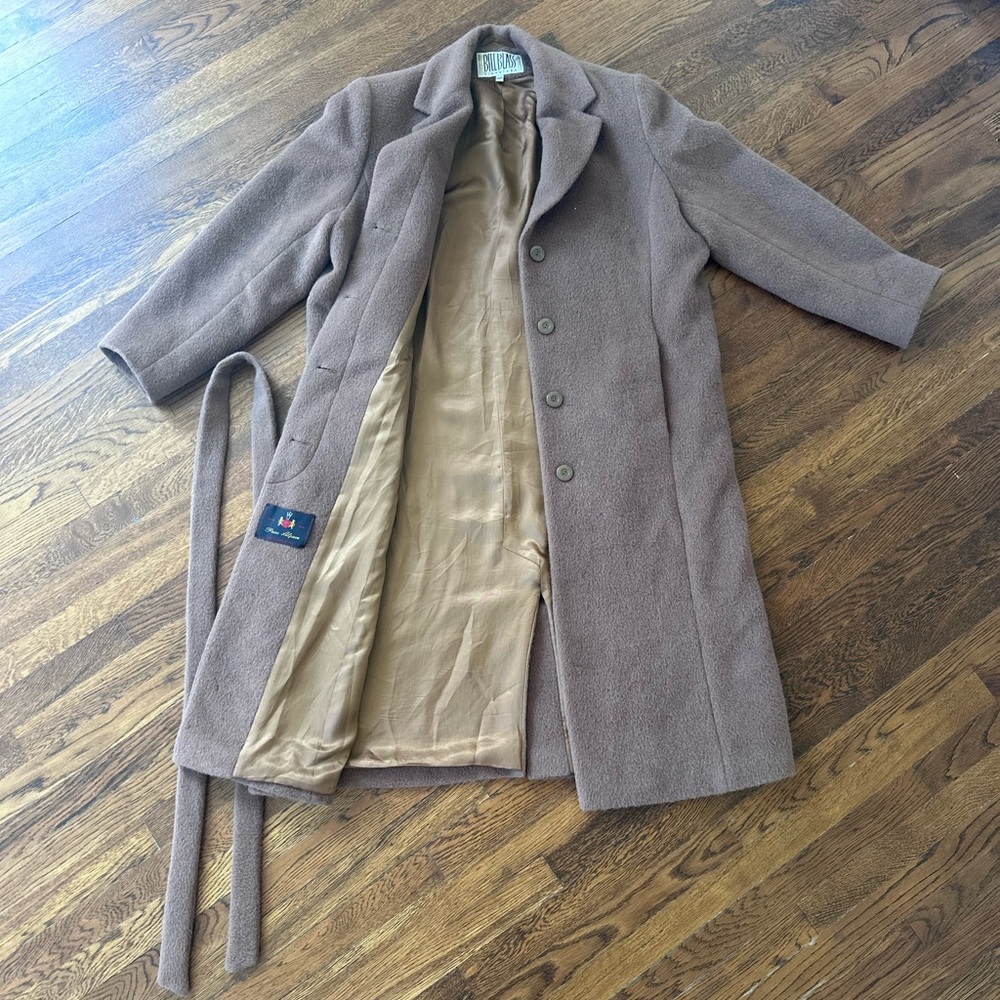 Luxurious long brown 100% alpaca coat knee length large